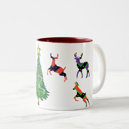 メリークリスマスツリーディアサンタホリデー ツートーンマグカップ (正面右)