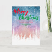 メリークリスマスツリーナイトレッド緑のスクリプトフォレスト カード (正面)