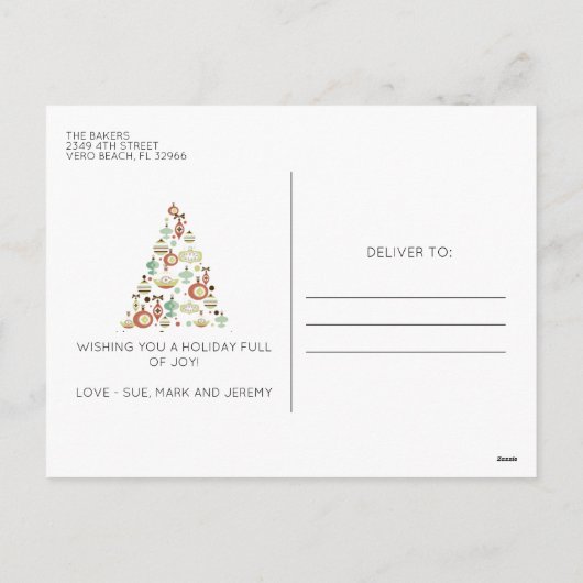 メリークリスマスツリーバジェットホリデー シーズンポストカード (裏面)