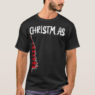 メリークリスマスツリーバッファロープレイドクリスマスカップルマ Tシャツ
