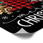 メリークリスマスツリーバッファロープレイドレッドホワイトグリーン ポスター (角)