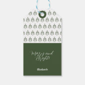 メリークリスマスツリーパターンパイングリーン ギフトタグ (裏面)