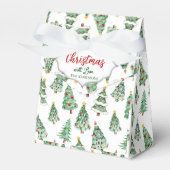 メリークリスマスツリーパターン白い緑の冬 フェイバーボックス (正面サイド)