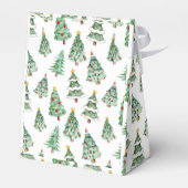 メリークリスマスツリーパターン白い緑の冬 フェイバーボックス (裏面サイド)