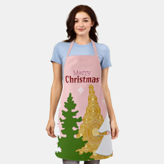メリークリスマスツリーピンク エプロン