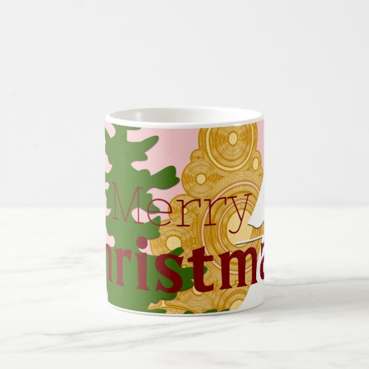 メリークリスマスツリーピンク コーヒーマグカップ (中央)