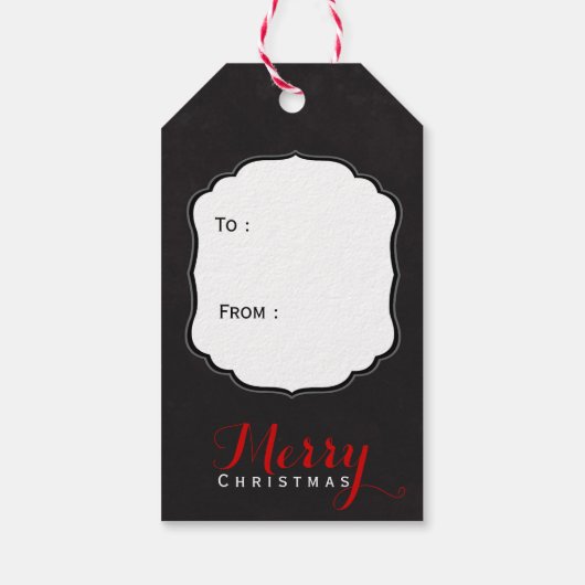 メリークリスマスツリーフェイクの黒板テクスチャ ギフトタグ (裏面)