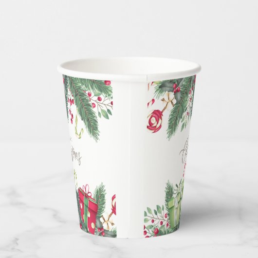 メリークリスマスツリーフェスティバルホリデーギフトデザイン 紙コップ (右)
