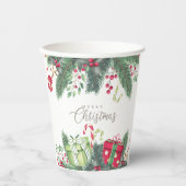 メリークリスマスツリーフェスティバルホリデーギフトデザイン 紙コップ (正面)