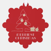 メリークリスマスツリーフォトホリデーレッド オーナメントカード (裏面)