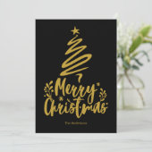 メリークリスマスツリーブラッククリスマスカード シーズンカード (スタンド正面)