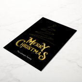 メリークリスマスツリーブラックバックグラウンド金ゴールド 箔シーズンカード (回転した状態)