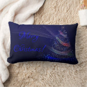 メリークリスマスツリーブルーパープルスターエレガントズ ランバークッション (ブランケット)