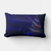 メリークリスマスツリーブルーパープルスターエレガントズ ランバークッション (正面)