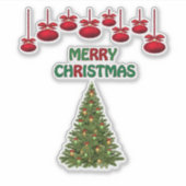 メリークリスマスツリープレゼントフェスティバルホリデイ シール (正面)