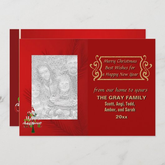 メリークリスマスツリーホリデイ2フォトダブルサイド シーズンカード (正面/裏面)