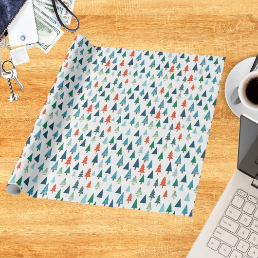 メリークリスマスツリーホリデーウィンタイグリーンギフト ラッピングペーパー