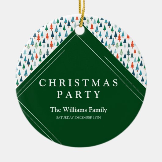 メリークリスマスツリーホリデーウィンタイグリーンパーティー セラミックオーナメント (正面)