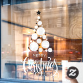 メリークリスマスツリーホワイトスターズホリデー ウィンドウサイン (カフェ窓)