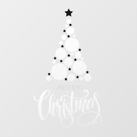 メリークリスマスツリーホワイトスターズホリデー ウィンドウサイン (シート)