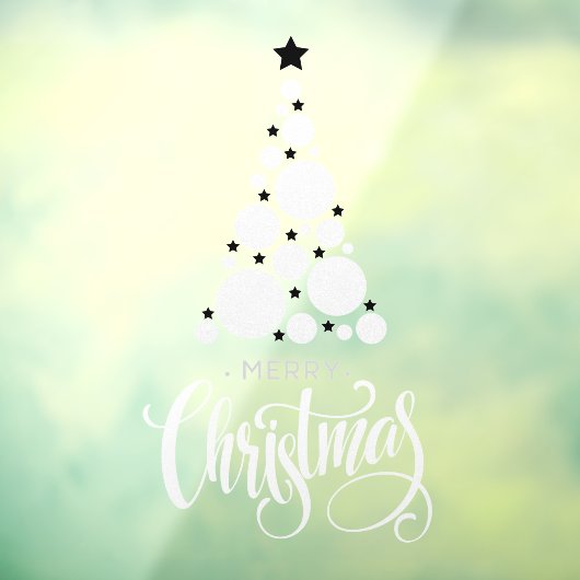 メリークリスマスツリーホワイトスターズホリデー ウィンドウサイン (シート3)