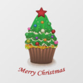 メリークリスマスツリーマフィンカップケーキ ウィンドウサイン (シート)