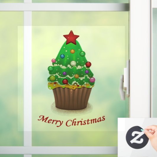 メリークリスマスツリーマフィンカップケーキ ウィンドウサイン (ホーム)