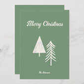 メリークリスマスツリーミニマルセージグリーン シーズンカード (正面/裏面)