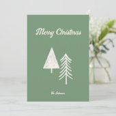 メリークリスマスツリーミニマルセージグリーン シーズンカード (スタンド正面)