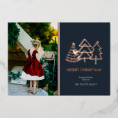 メリークリスマスツリーモダンの写真 箔シーズンカード (正面)