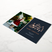 メリークリスマスツリーモダンの写真 箔シーズンカード (回転した状態)