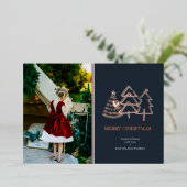 メリークリスマスツリーモダンの写真 箔シーズンカード (立ち正面)
