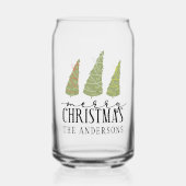 メリークリスマスツリーモダンスクリプトの休日 ガラス缶 (正面)