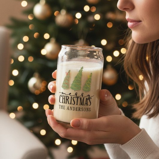 メリークリスマスツリーモダンスクリプトの休日 ガラス缶