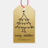 メリークリスマスツリーモダンスクリプフェイクト金箔 ギフトタグ (正面)