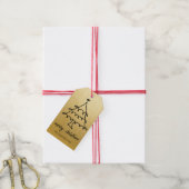 メリークリスマスツリーモダンスクリプフェイクト金箔 ギフトタグ (より糸付き)