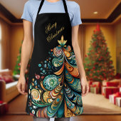 メリークリスマスツリーモダンボホシック エプロン