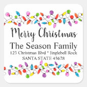 メリークリスマスツリーライツ封筒用シール スクエアシール (正面)