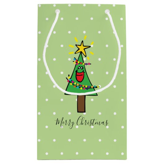 メリークリスマスツリーライトオーナメント金ゴールドスター スモールペーパーバッグ (裏面)