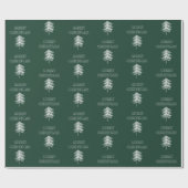 メリークリスマスツリーラッピング紙グリーン&ホワイト ラッピングペーパー (フラット)