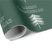 メリークリスマスツリーラッピング紙グリーン&ホワイト ラッピングペーパー (ロールコーナー)