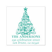 メリークリスマスツリーレタリング名差出人住所 セルフインキングスタンプ (デザイン)