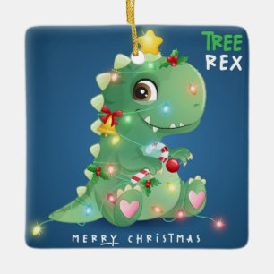 メリークリスマスツリーレックス恐竜  セラミックオーナメント