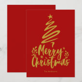 メリークリスマスツリーレッドクリスマスカード シーズンカード (正面/裏面)