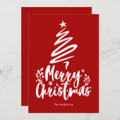 メリークリスマスツリーレッドクリスマスカード シーズンカード (正面/裏面)