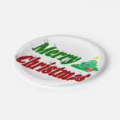 メリークリスマスツリーレッドグリーンタイポグラフィ ペーパープレート (アングル)