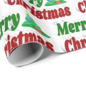 メリークリスマスツリーレッドグリーンタイポグラフィ ラッピングペーパー (ロールコーナー)