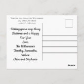 メリークリスマスツリーレッドグリーンバッファロープレイドトレンディー ポストカード (裏面)