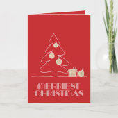 メリークリスマスツリーレッドホリデー カード (正面)
