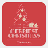 メリークリスマスツリーレッドホリデー スクエアシール (正面)
